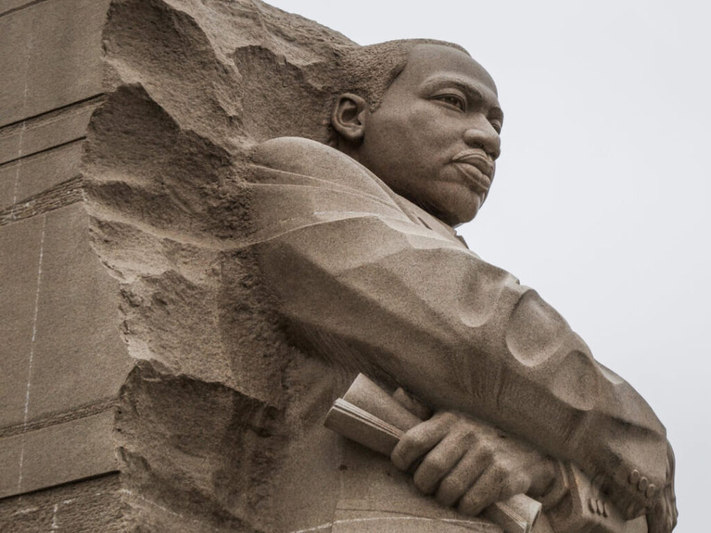 A close up of the face of martin luther king jr.