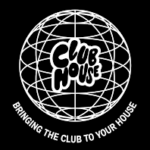 A black and white logo of the club house.