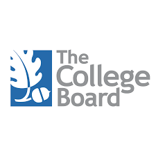 A blue and white logo of the college board.