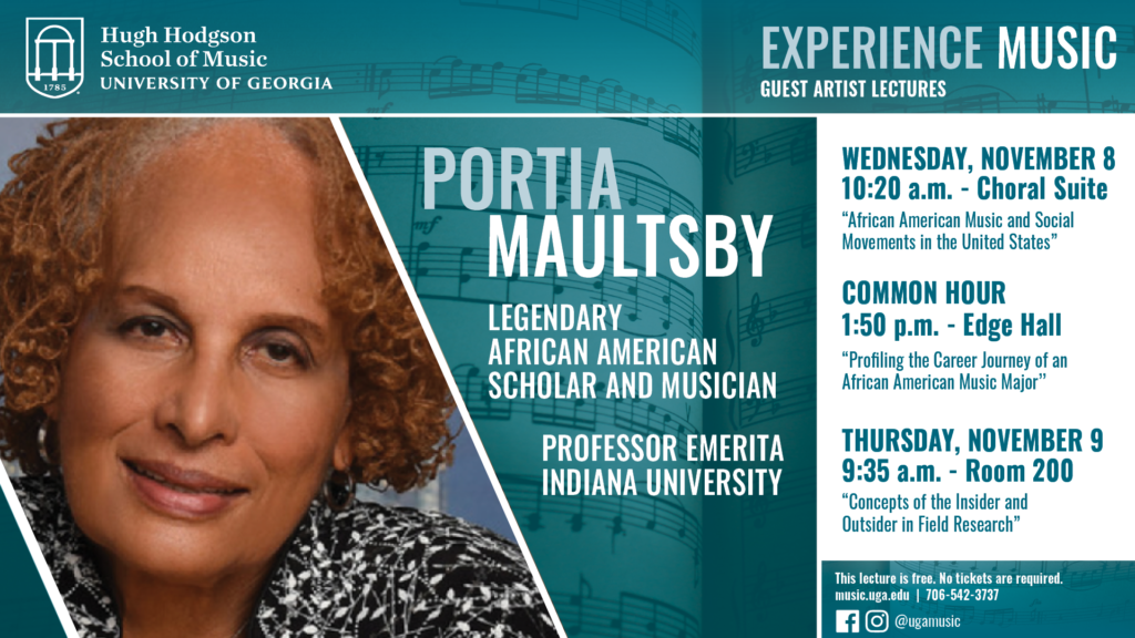 A poster of portia maultsby with the words " experience " in front.