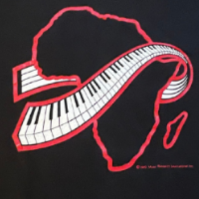 A black shirt with a red and white keyboard on it.